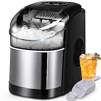 USA | VILLAGE Portable Ice Maker Countertop: 9 Ice Ready in 6 Mins, 26Lbs/24H, Self-Cleaning Function, Ice Machine with Ice Scoop &amp; Basket for Home/Party/Camping (Black)