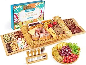 USA | Vtopmart Large Charcuterie Boards: Bamboo Cheese Board &amp; Knife Set - Perfect Housewarming Gift and Wedding Present