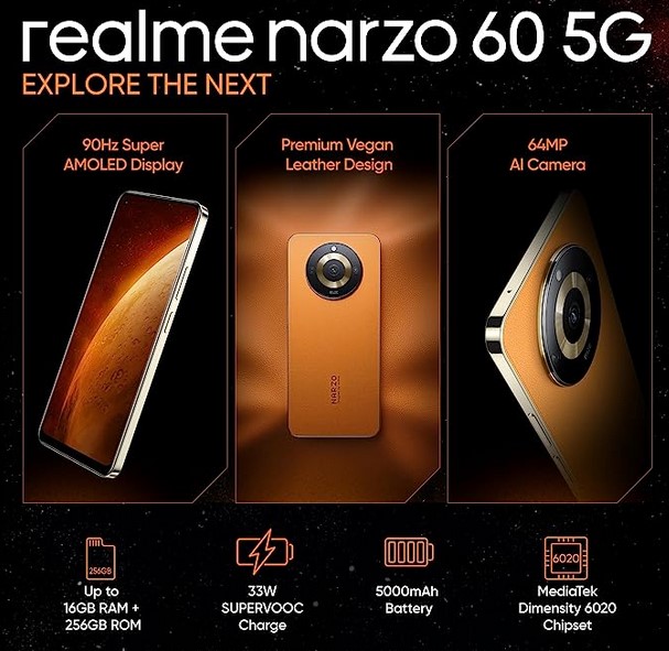 Realme narzo 60 5G (Mars Orange,8GB+128GB) - Full Specifications and Features